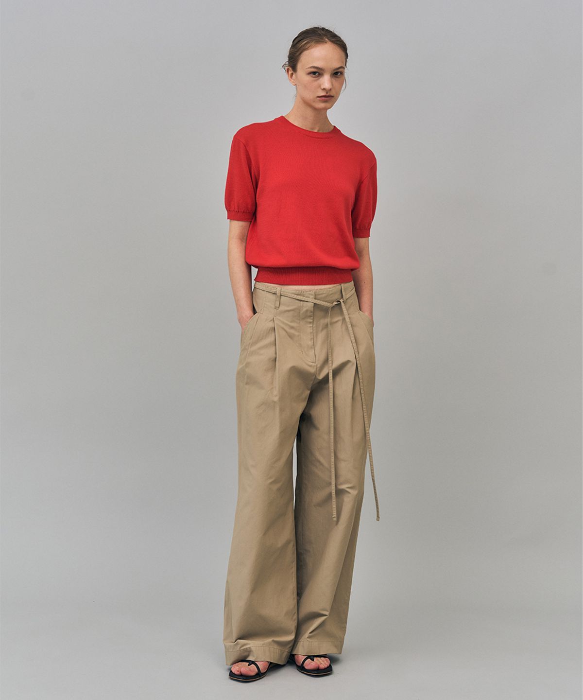 러프사이드 화이트라벨(ROUGH SIDE WHITE LABEL) Cling Half Knit Raspberry