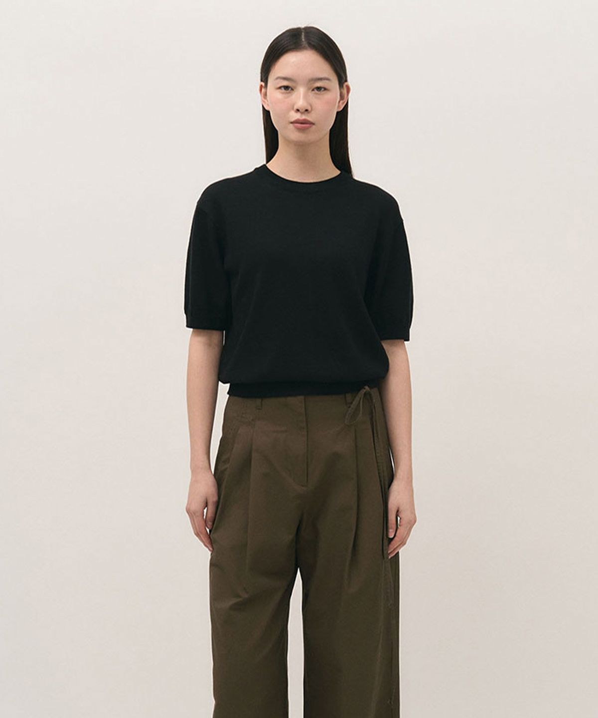 러프사이드 화이트라벨(ROUGH SIDE WHITE LABEL) Cling Half Knit Crow