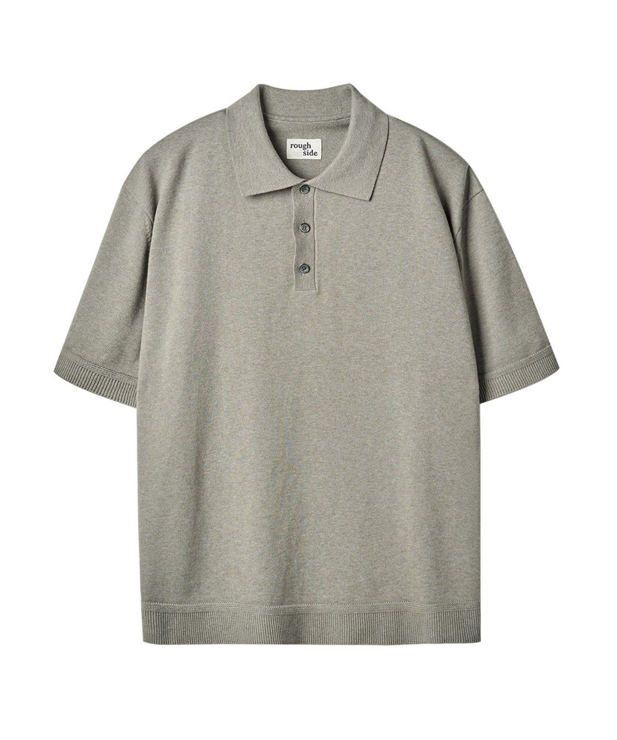 러프사이드(ROUGHSIDE) Craft Collar Half Knit Mist Grey
