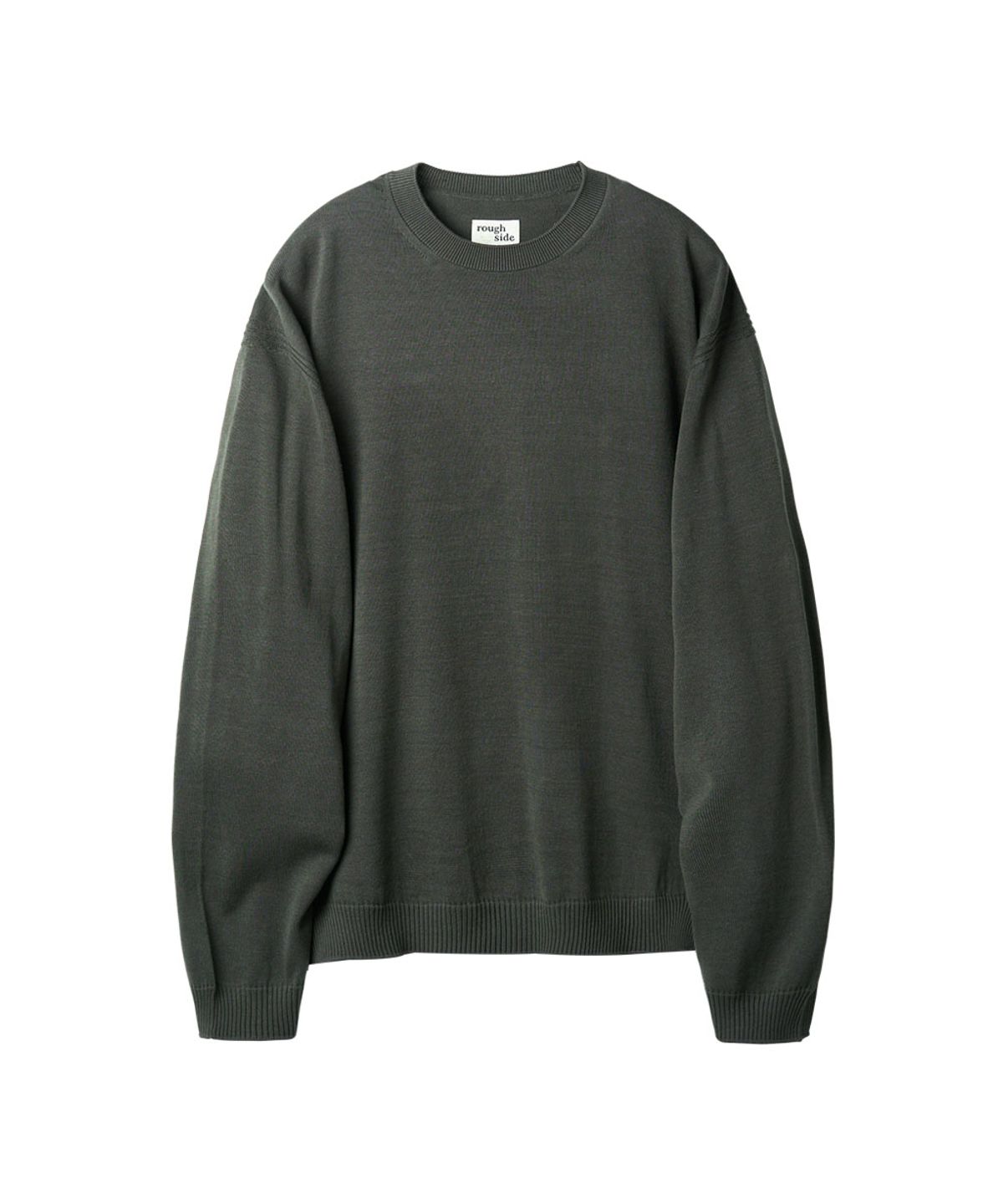 러프사이드(ROUGHSIDE) Whole Garment Crew Knit Charcoal
