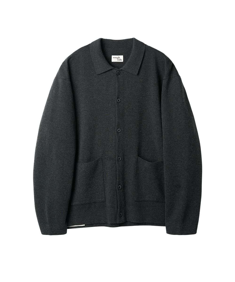 MUSINSA公式 | ROUGH SIDE Milano Rib Cardigan Charcoal