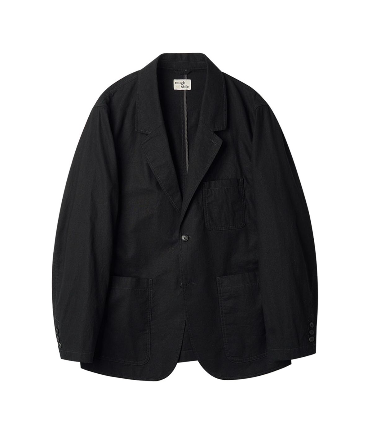러프사이드(ROUGHSIDE) Linen Slob Jacket Black