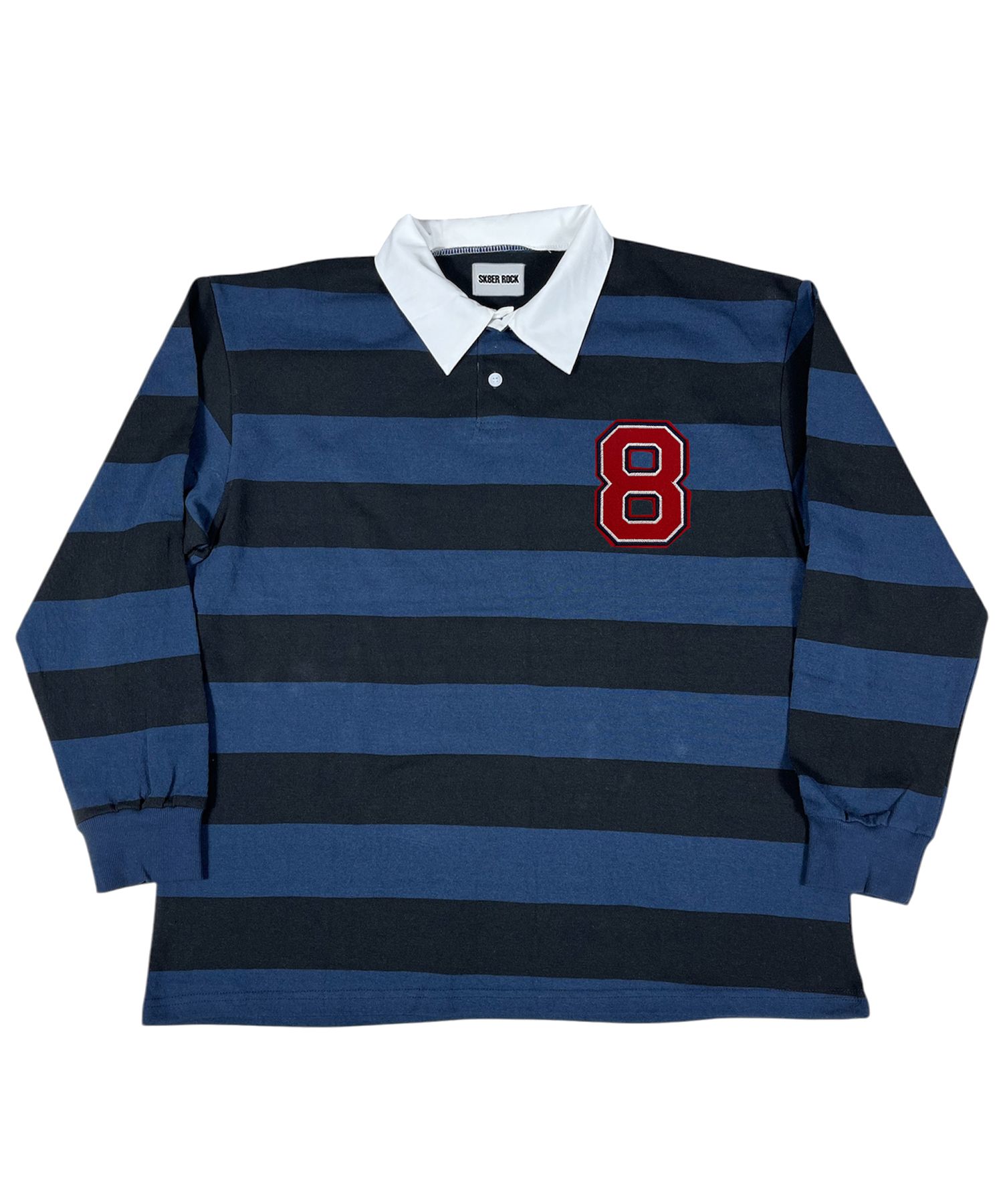 MUSINSA SK8ER ROCK Eight Stripe Rugby Shirt ((d/blue*black))