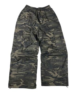 Camouflage Cotton Cargo Wide Pants ((Khaki))