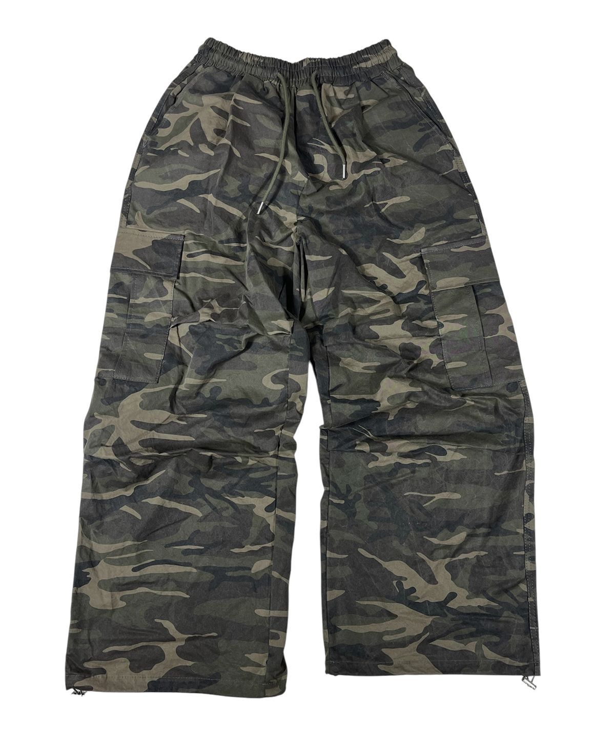 스케이터락(SK8ER ROCK) Camouflage Cotton Cargo Wide Pants ((Khaki))