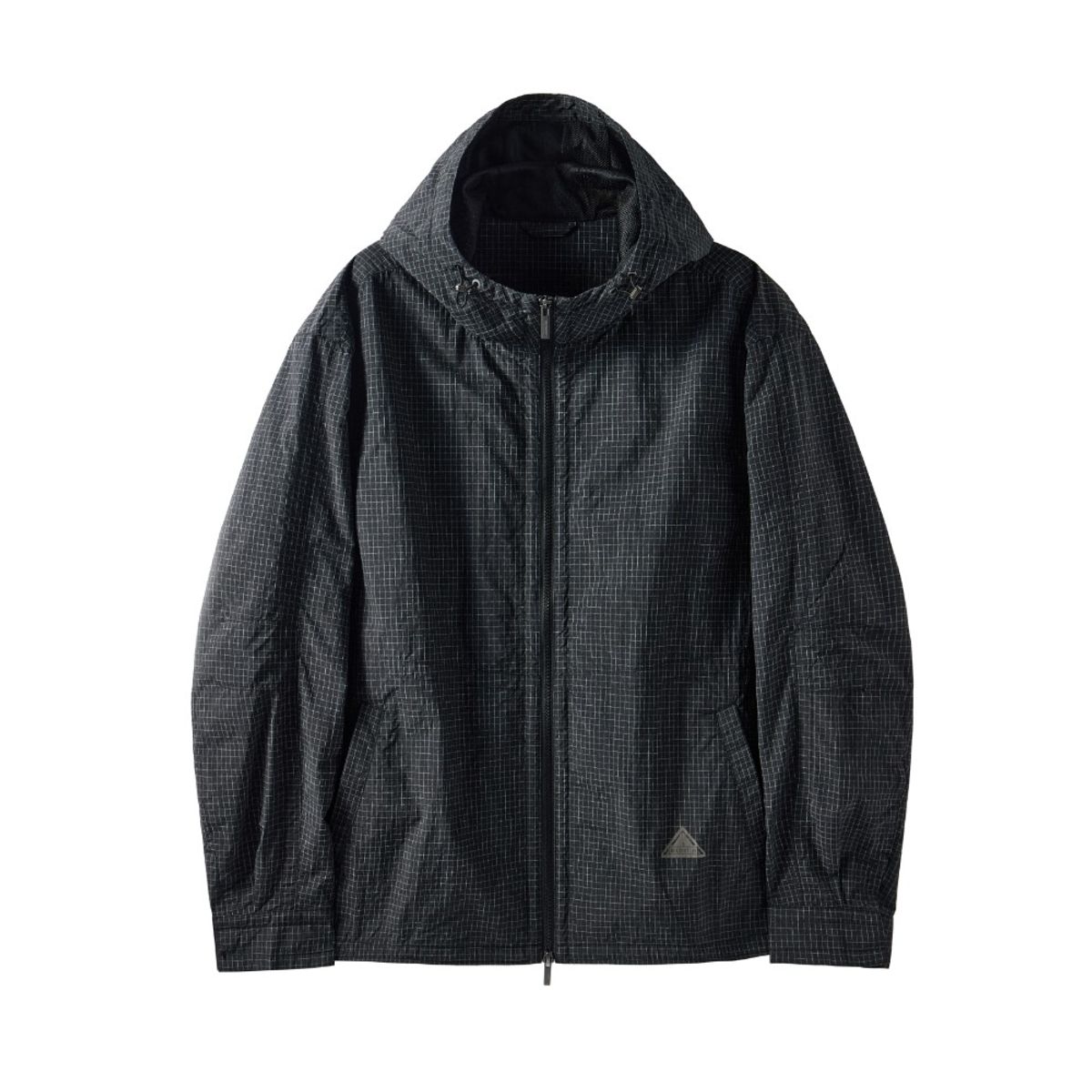 브롬톤 런던(BROMPTON LONDON) SLEEVES CHEQUERED HOOD JUMPER - BLACK (P251UJP103)