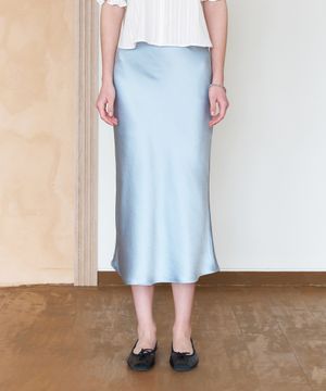 SATIN LONG SKIRT MINT