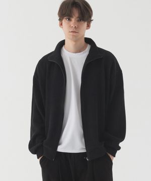 컴포터블 오버핏 풀집업 니트 (블랙)