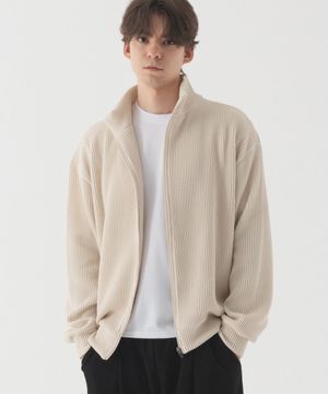 컴포터블 오버핏 풀집업 니트 (베이지)