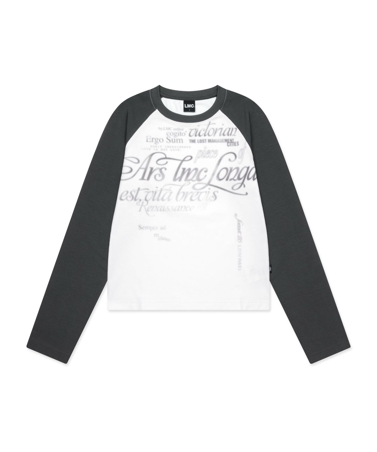 엘엠씨(LMC) WM GRADATION LETTERING RAGLAN LONG SLV TEE charcoal