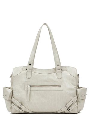 STUD POCKET BIG BAG IN ASH BEIGE