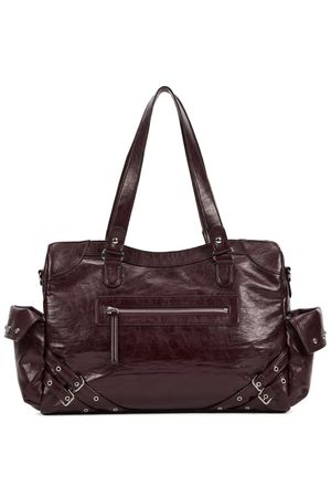 STUD POCKET BIG BAG IN BURGUNDY