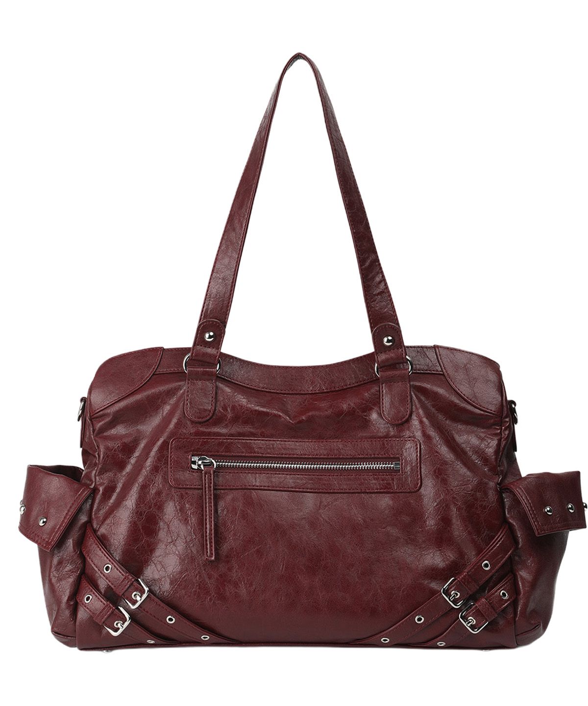 다이닛(DEINET) STUD POCKET BIG BAG IN BURGUNDY
