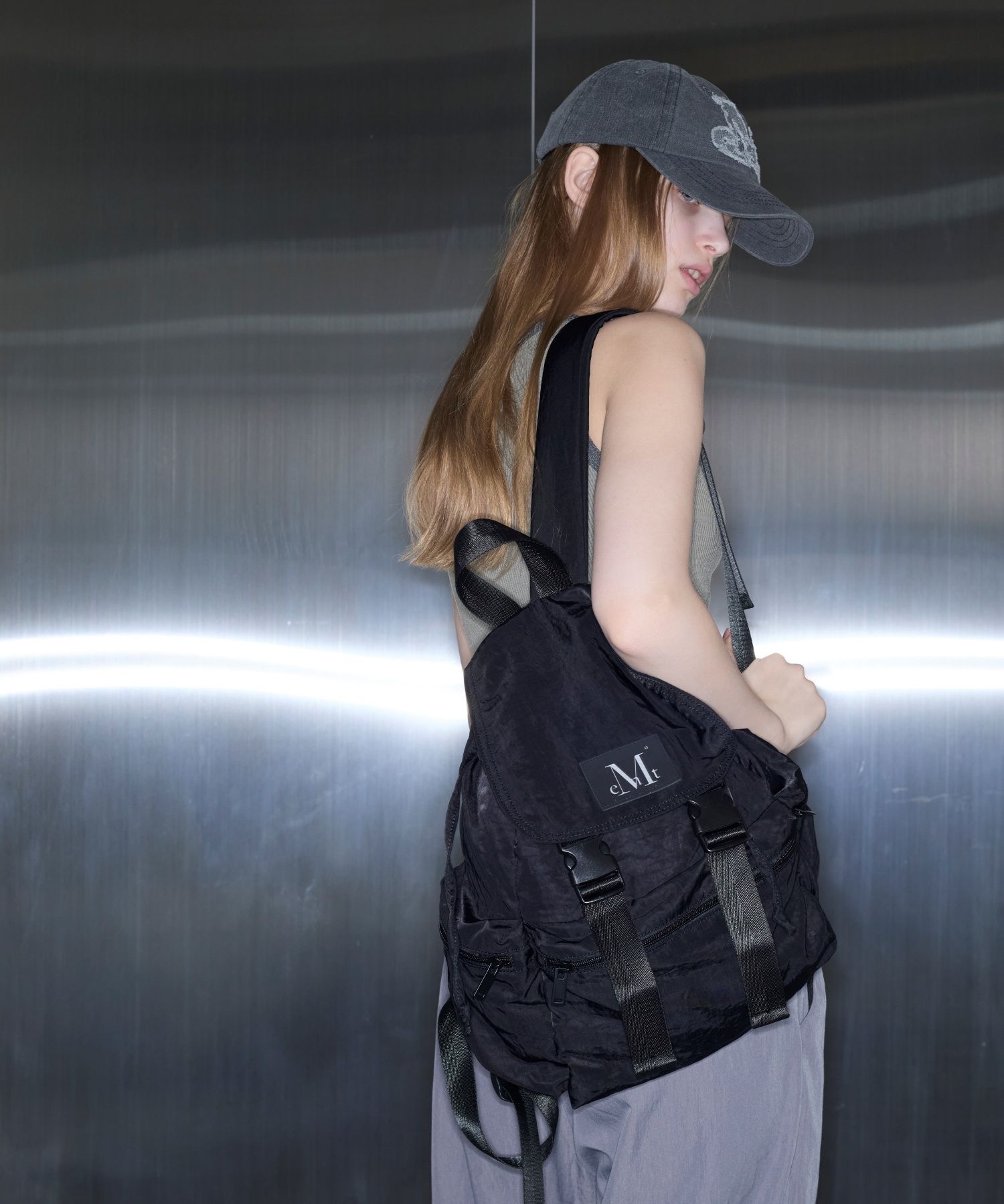 ☆MUCENT☆ Bay 2 Buckle String Nylon Backpack Unisex MUSINSA | MUCENT Bay 2 Buckle String Nylon Backpack (Unisex)