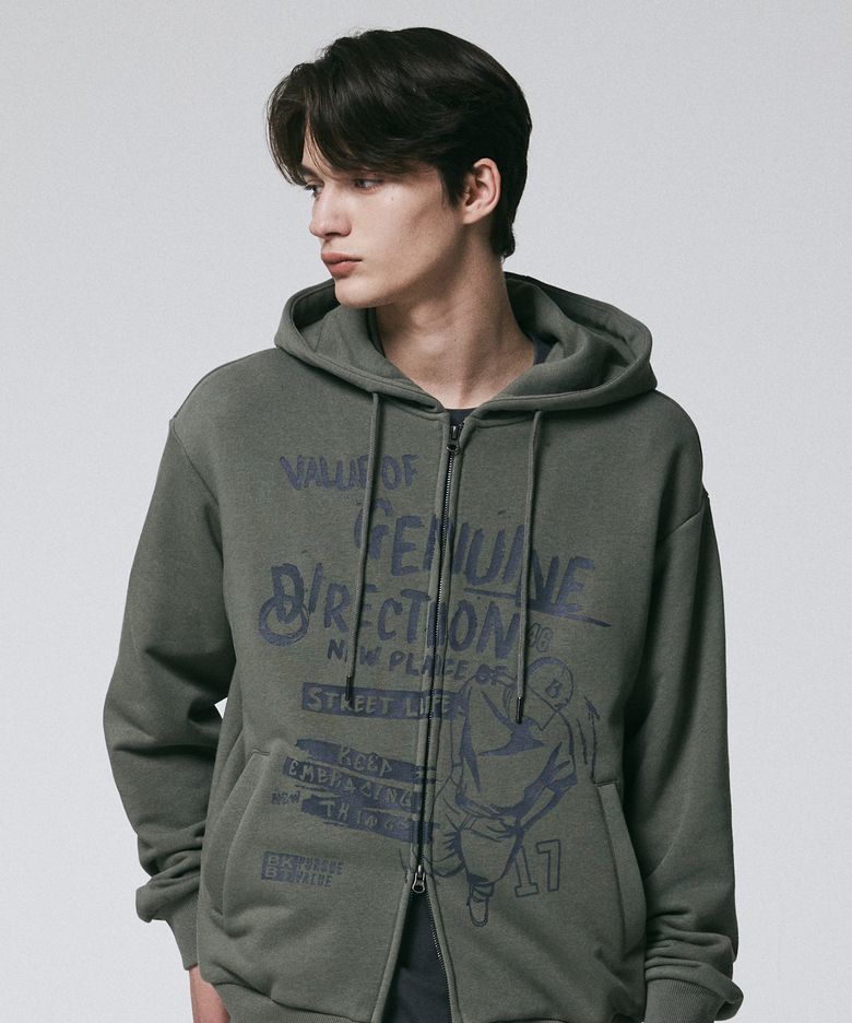 제뉴 디렉션 후드 집업 KHAKI (MP1TU061-048)
