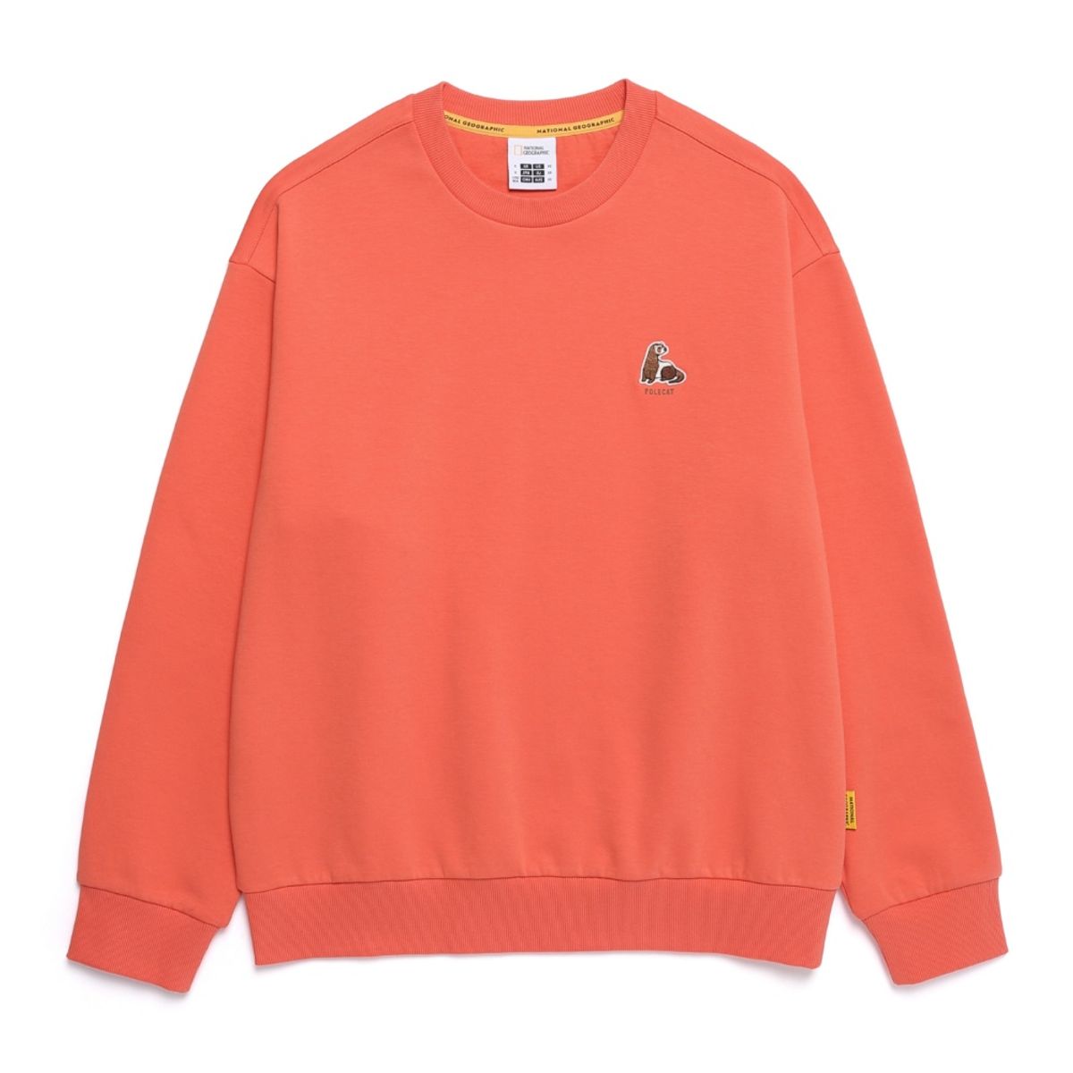내셔널지오그래픽(NATIONALGEOGRAPHIC) N251USW940 동물 와펜 세미 오버핏 맨투맨 ORANGE
