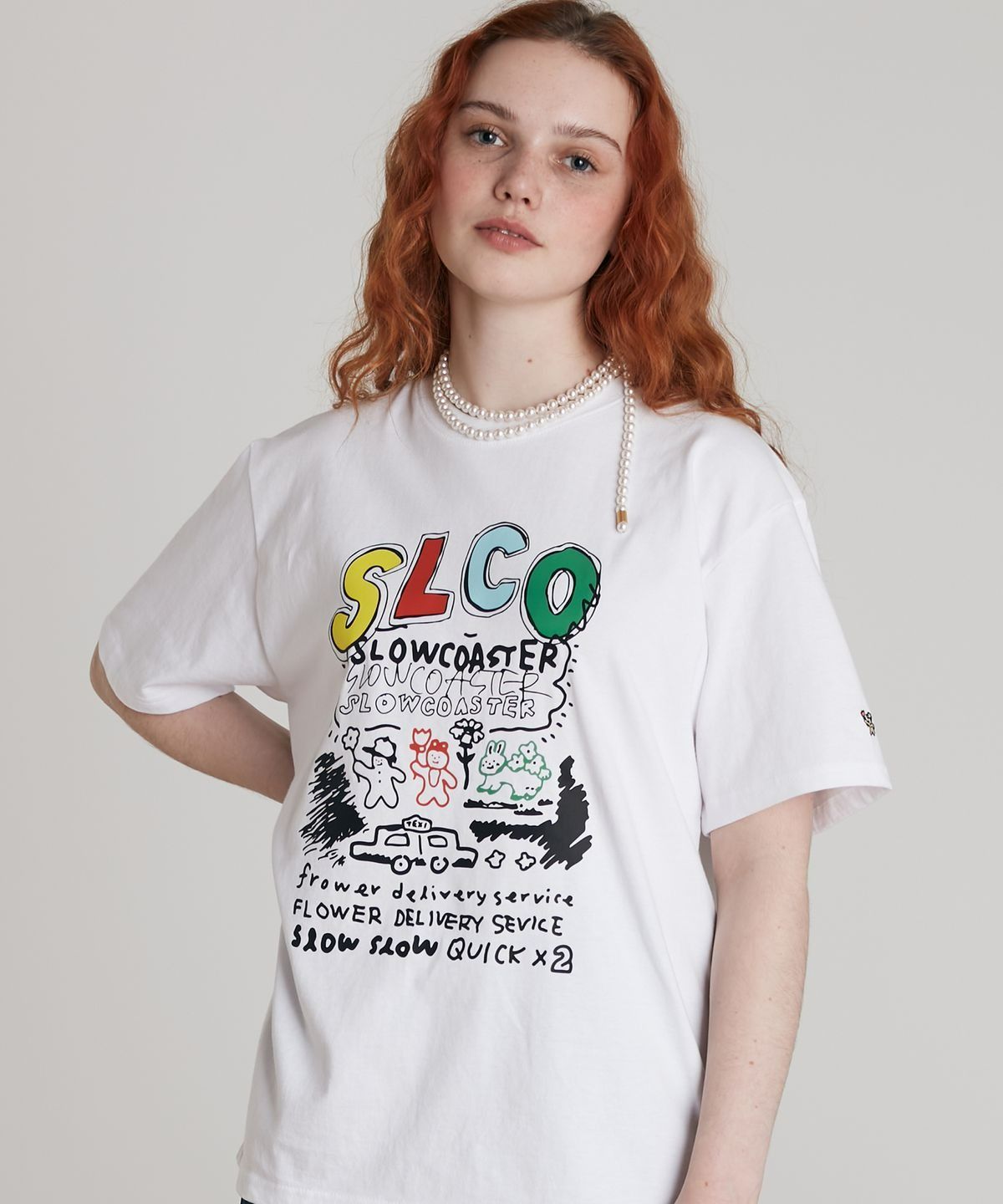 슬로코스터(SLOWCOASTER) DELIVERY TAXI SHORT SLEEVES White