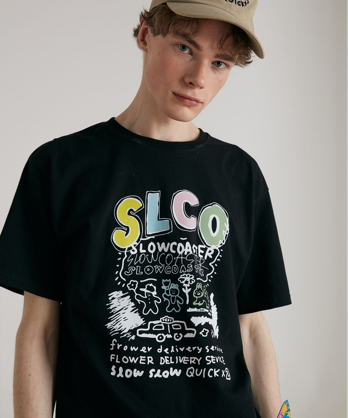 슬로코스터(SLOWCOASTER) DELIVERY TAXI SHORT SLEEVES Black