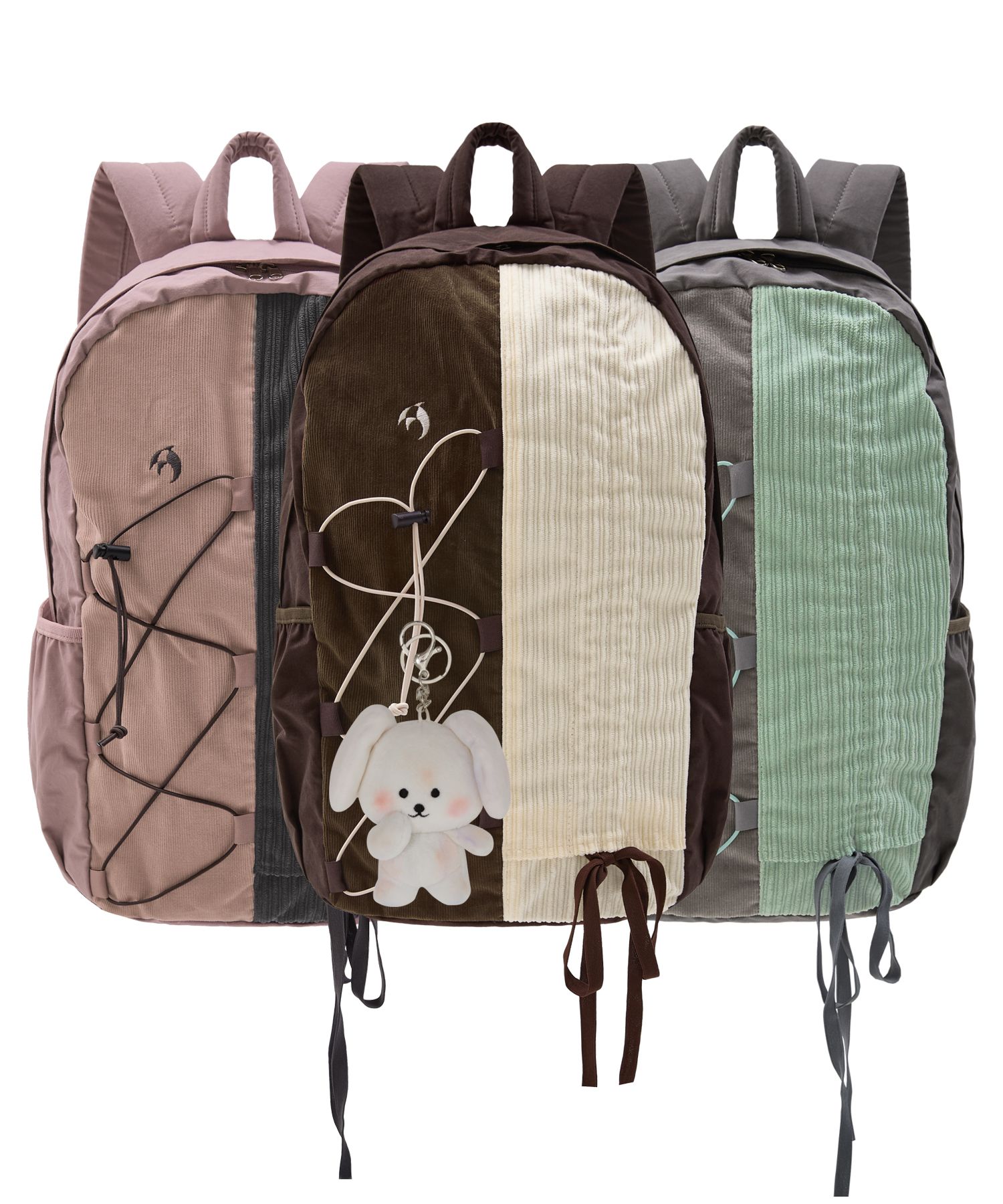 【Wai Kei】 Half string corduroy backpack /追跡付 Half String Corduroy Backpack - WaiKei | 60% - Asian Fashion