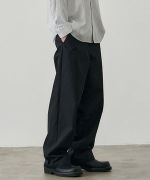 워시드 와이드 치노 팬츠 [블랙]