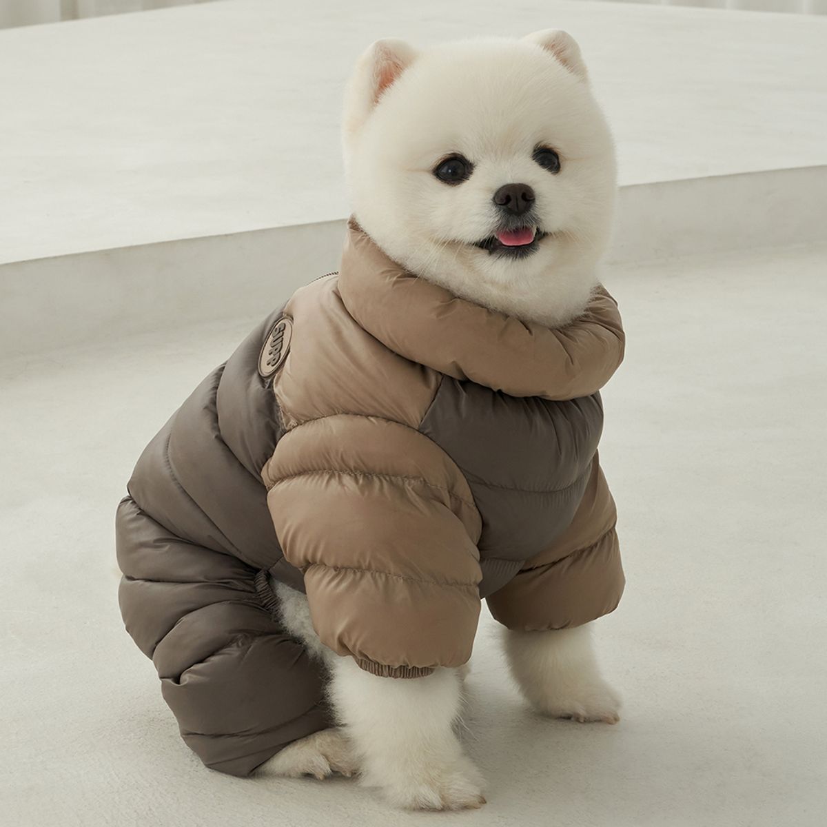 도그아이(DOGI) 강아지 아우터 필 패딩 올인원 초코브라운