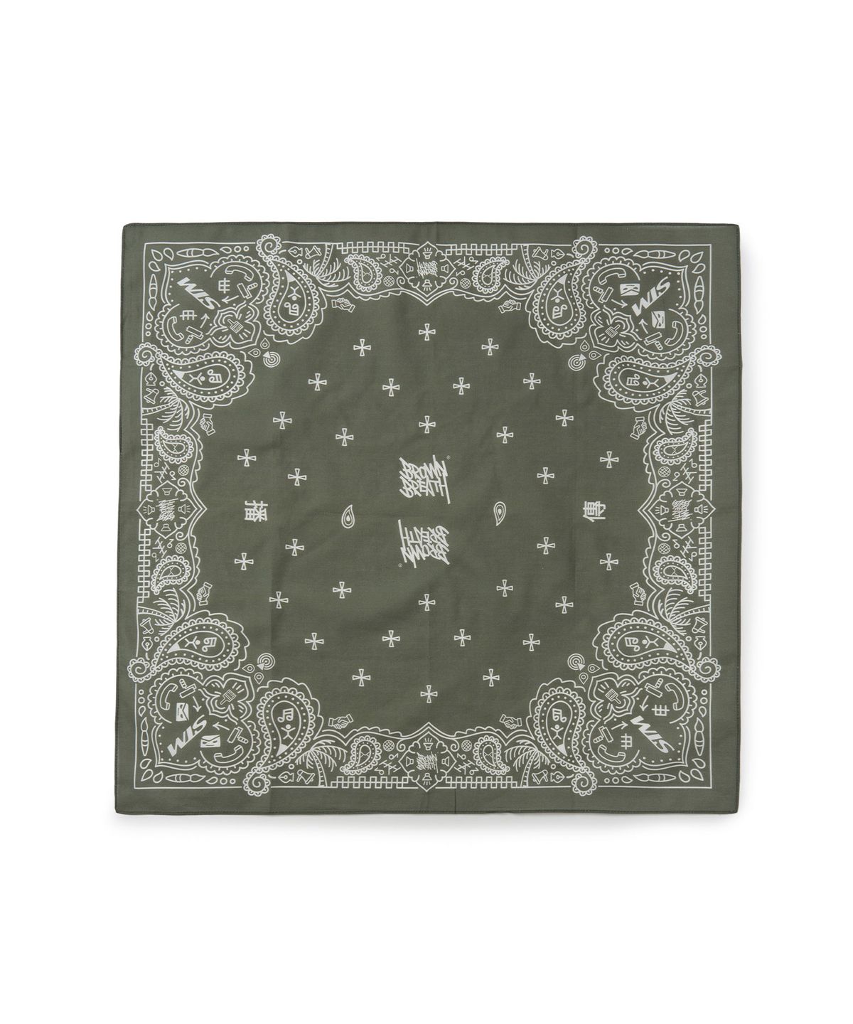 브라운브레스(BROWNBREATH) PAISLEY TAG BANDANA - KHAKI