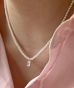 925실버 미니 레이어드 스와로브스키 진주목걸이 3mm 마티/ Martti