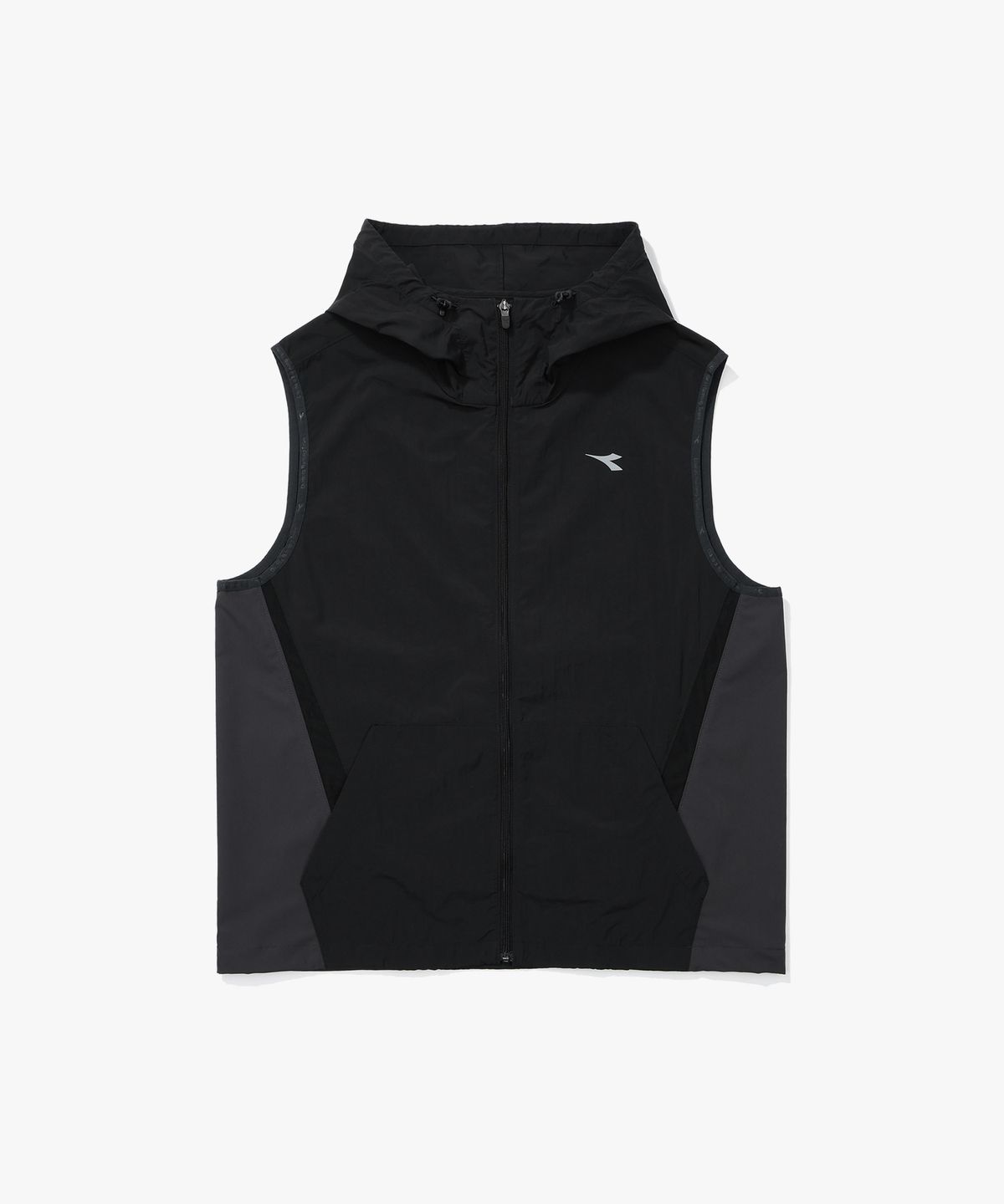 디아도라(diadora) 페이스쉴드 러닝 후드 집업 베스트 BLACK