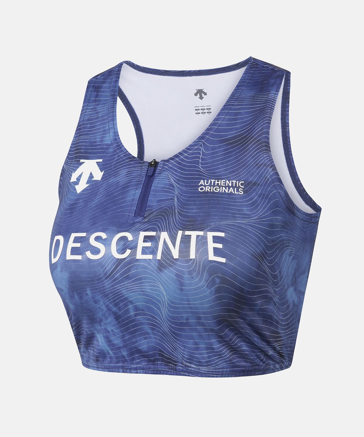 데상트(DESCENTE) 우먼스 러닝 델타프로 크롭 싱글렛 패턴 블루(SQ122RST28)