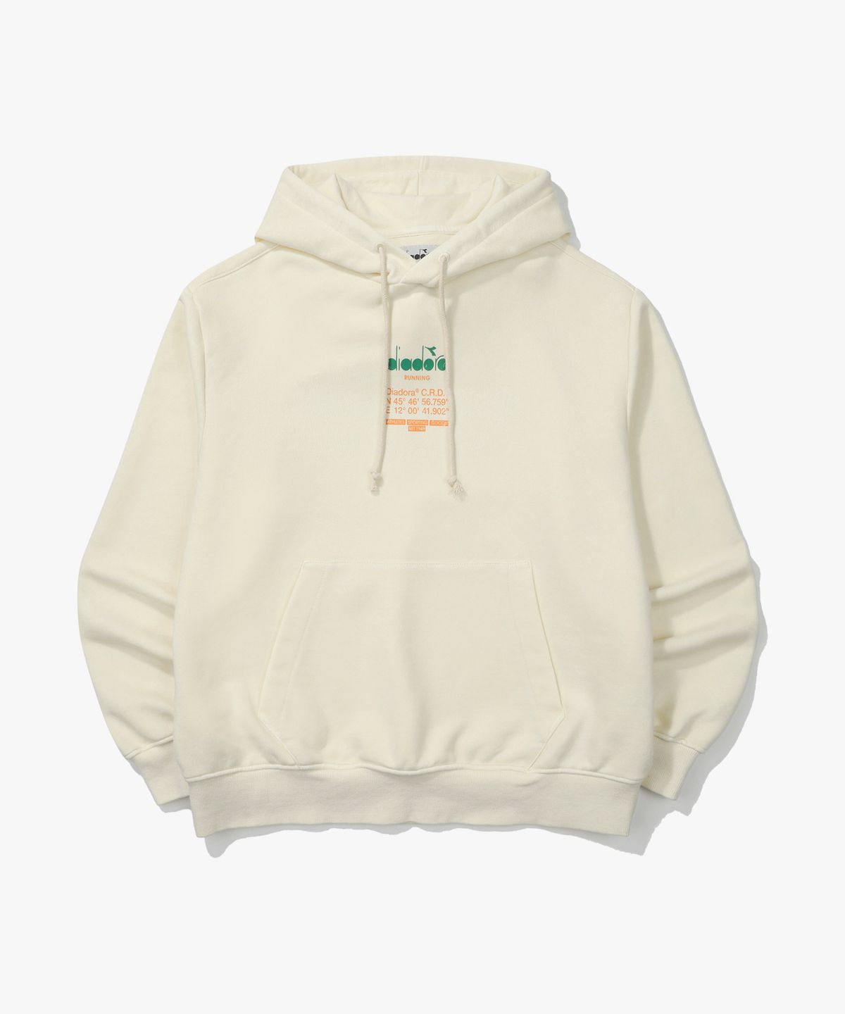 디아도라(diadora) 가먼트다잉 후드티셔츠 IVORY