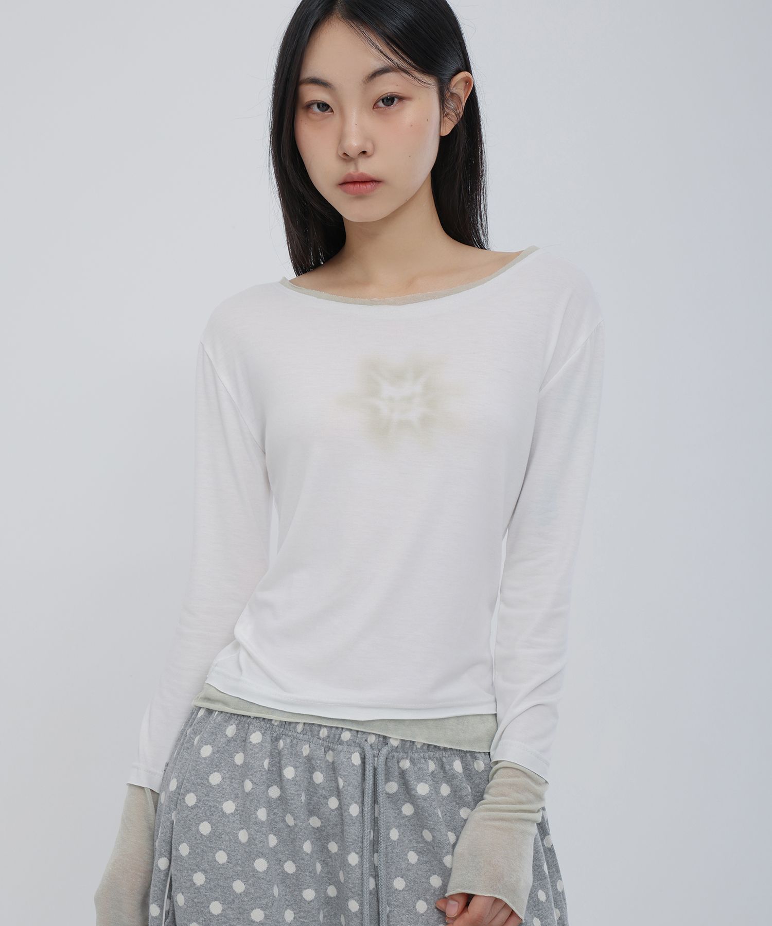 MUSINSA | CHICKS Prakli Layered Color Block T-Shirt White