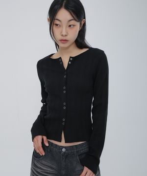 스냅 가디건 블랙