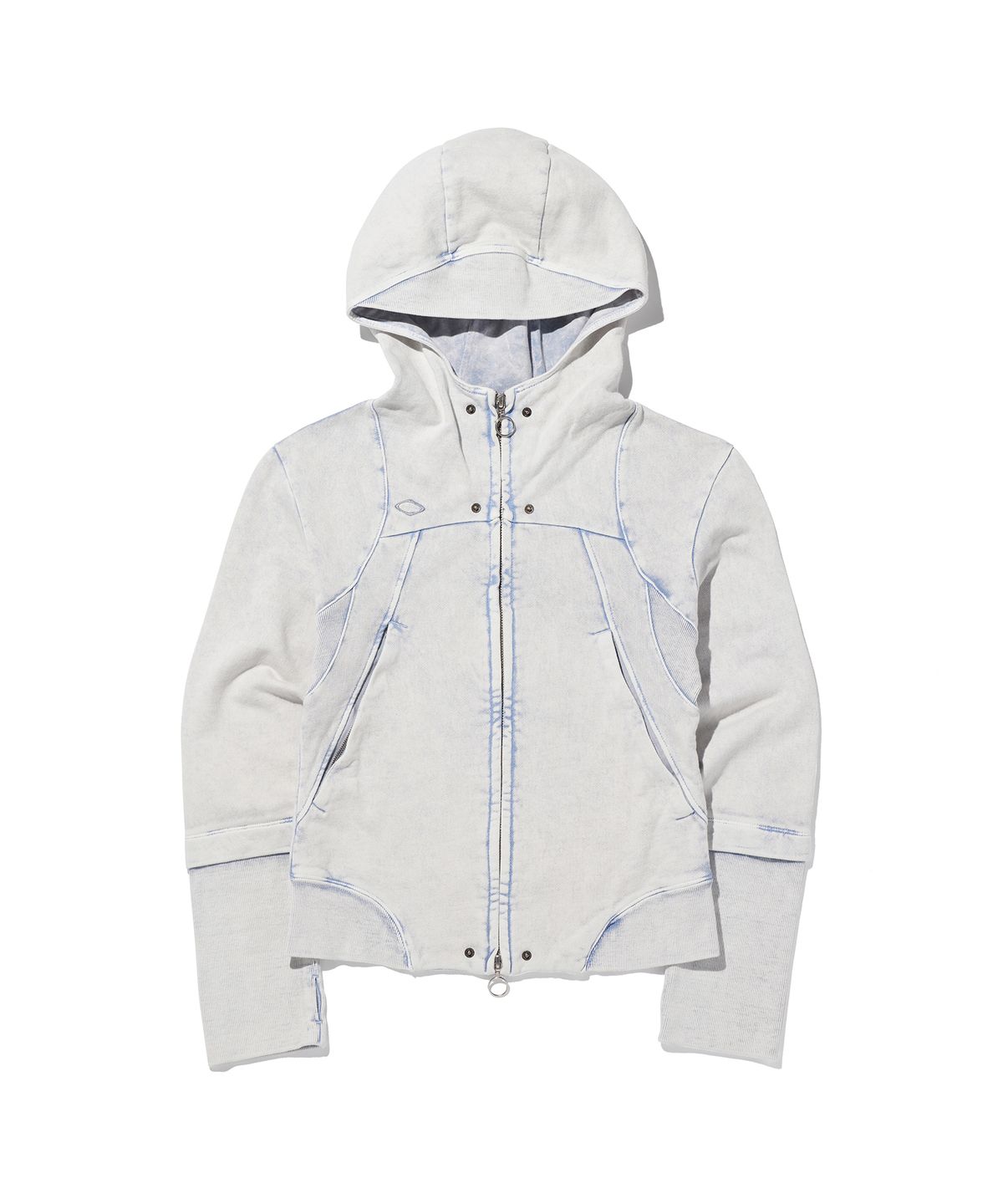 미스치프(MISCHIEF) RHOMBUS PUNCHING HOODIE ZIP-UP_BLEACHED LIGHT BLUE