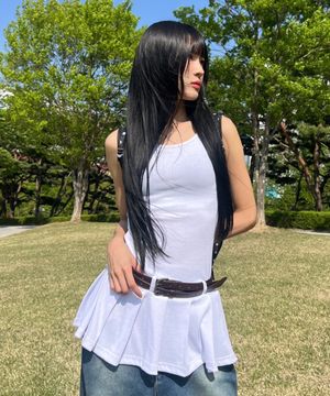 플리츠 민소매 원피스 화이트