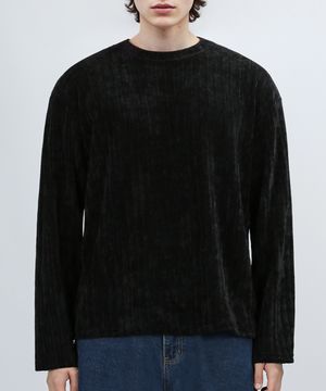 CROP VELOUR KNIT (BLACK)