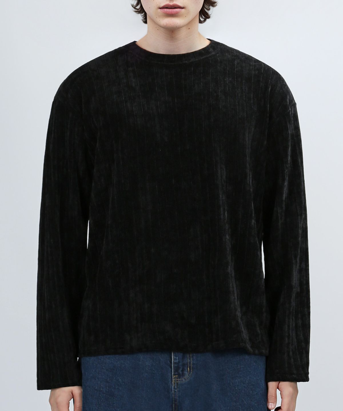 베리베인(VERYVAIN) CROP VELOUR KNIT (BLACK)