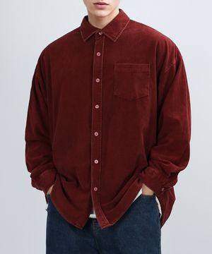 WASHED OVER CORDUROY SHIRTS (BURGUNDY)
