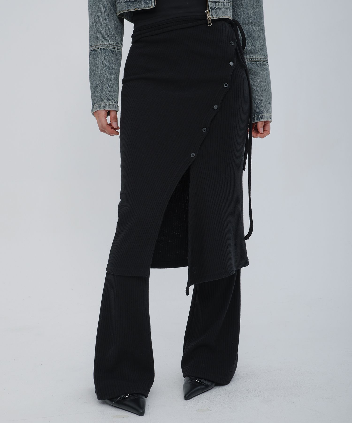 スカート bone wrap skirt black MUSINSA | CHICKS Bone Wrap Skirt Black