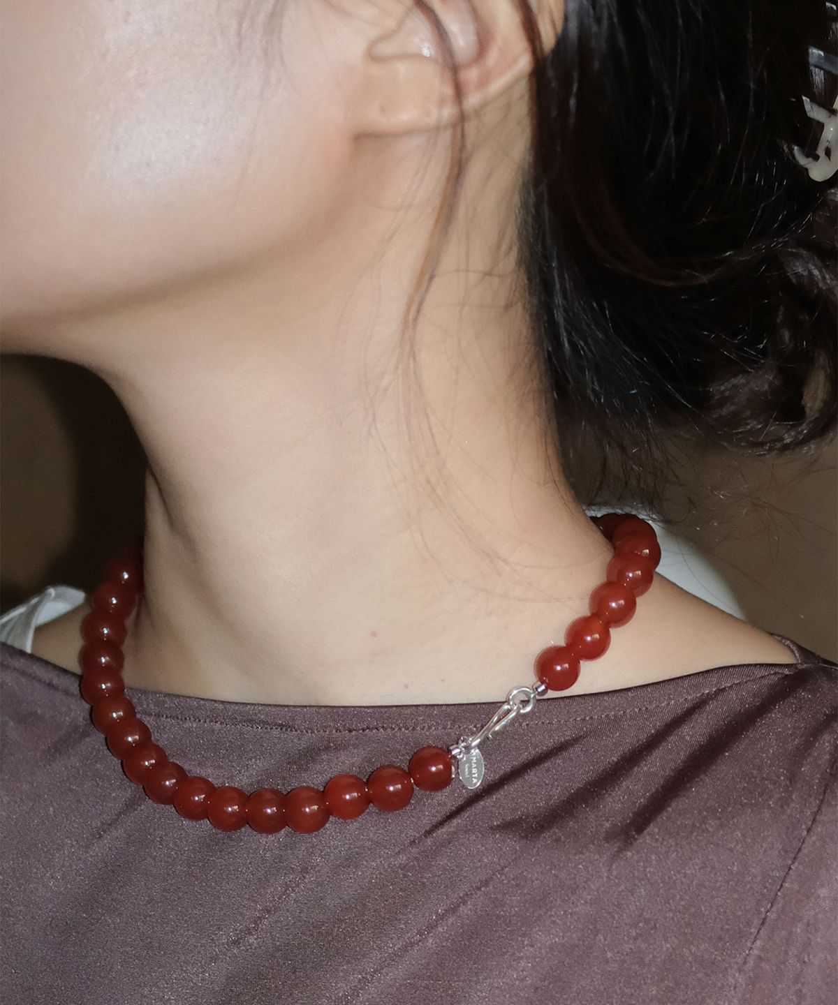 마르타(MARTA) 925 silver. Carnelian necklace (10mm)
