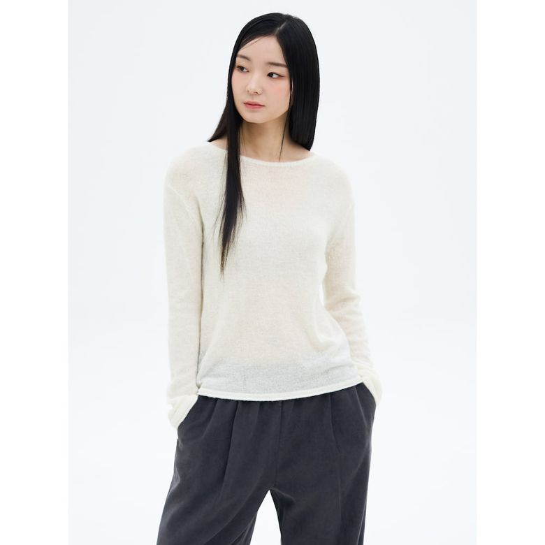 윈터 루즈핏 시어 풀오버  아이보리