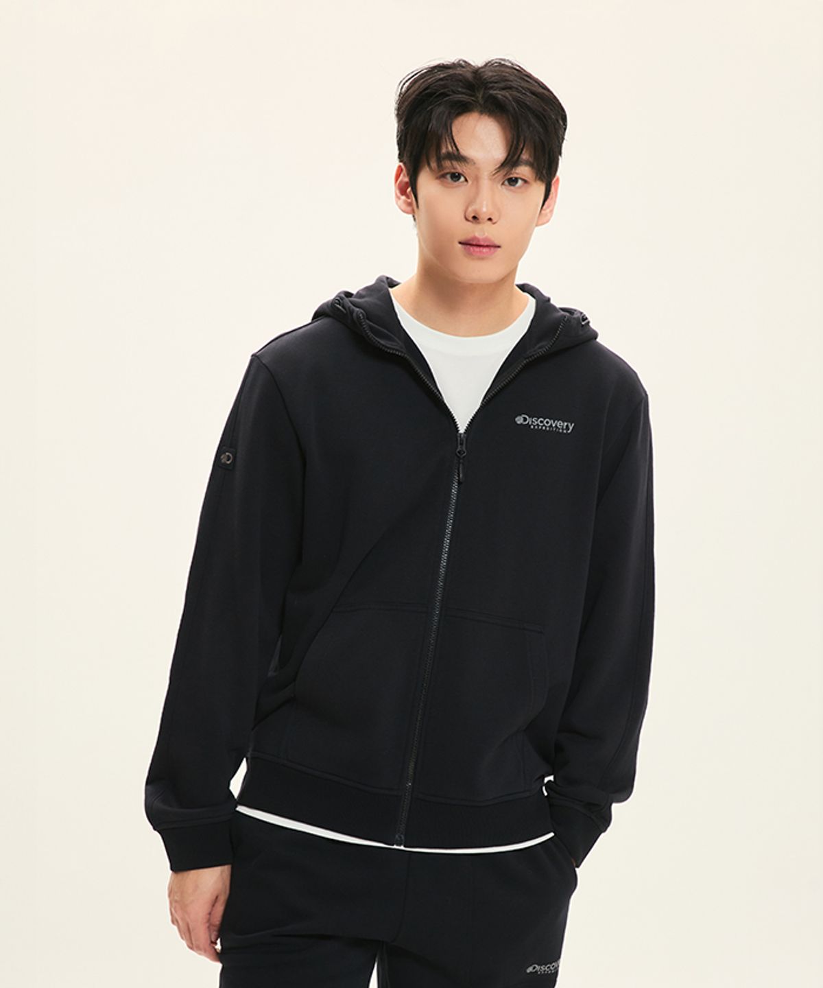 디스커버리 익스페디션(DISCOVERY EXPEDITION) 니트 워시드 남성 트레이닝 자켓 (BLACK)