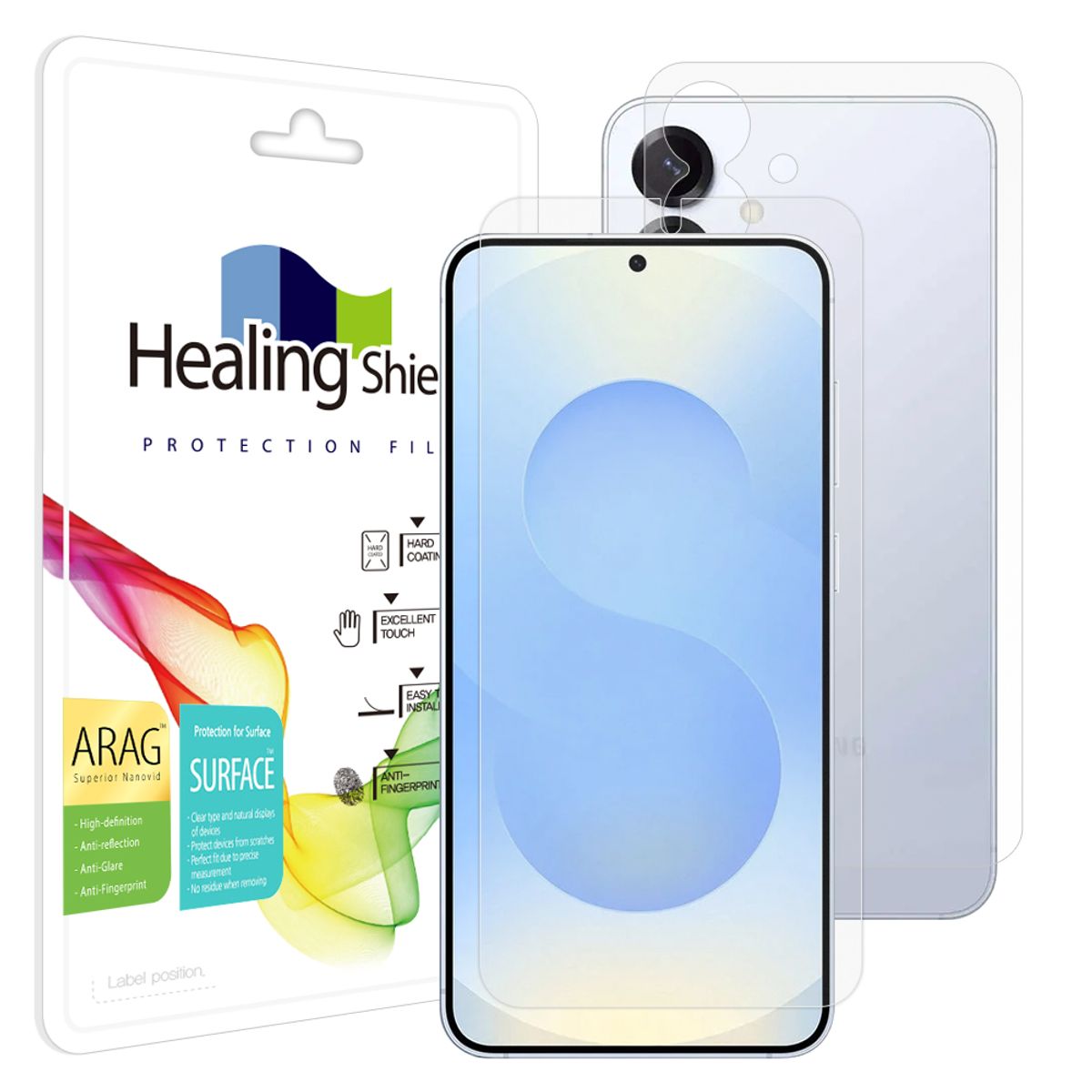 힐링쉴드(HEALINGSHIELD) 갤럭시S25 ARAG 고화질 저반사 액정보호필름 1매 후면1매