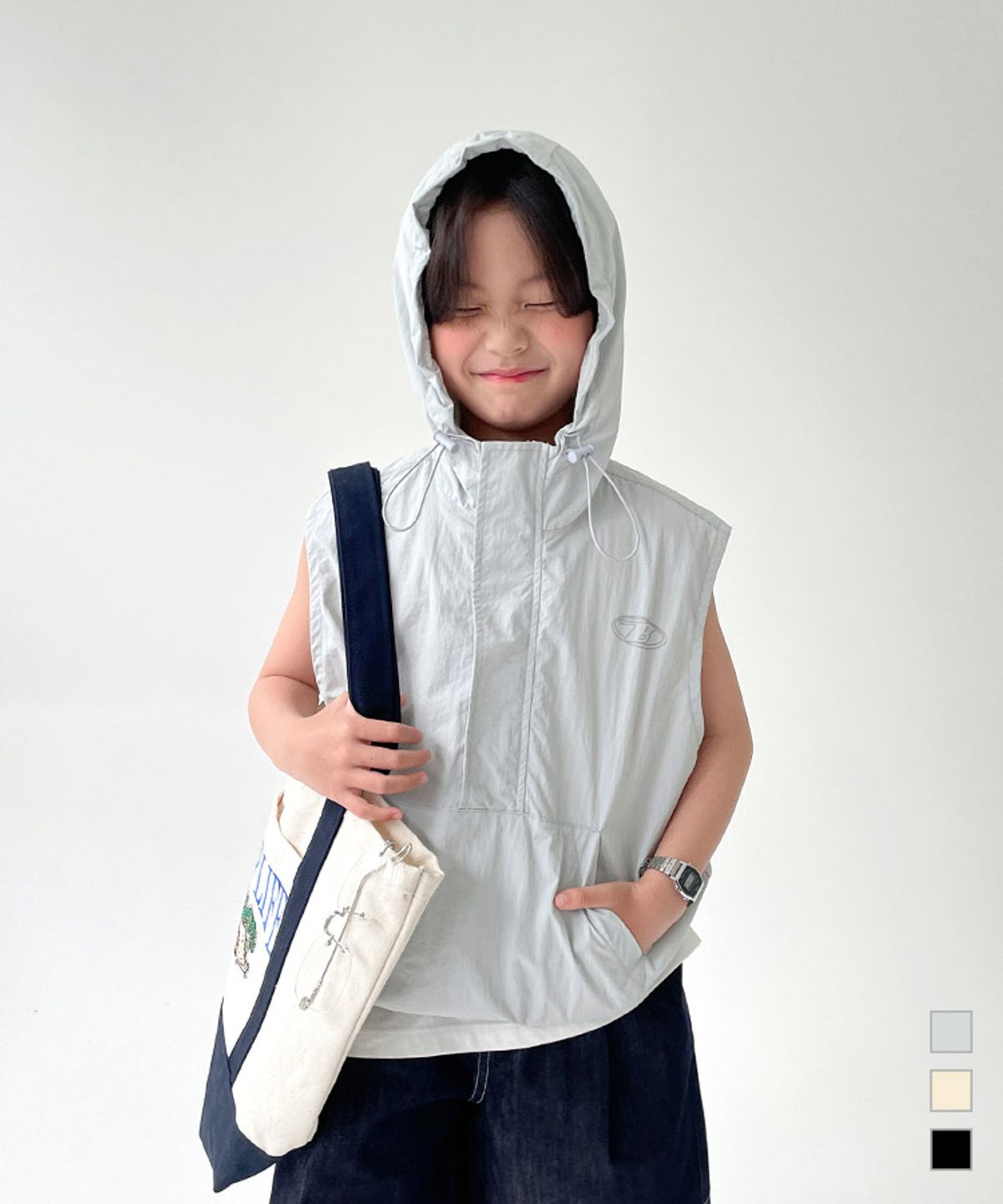 베리클로젯(BERRYCLOSET) 윈드 후드 아노락 조끼