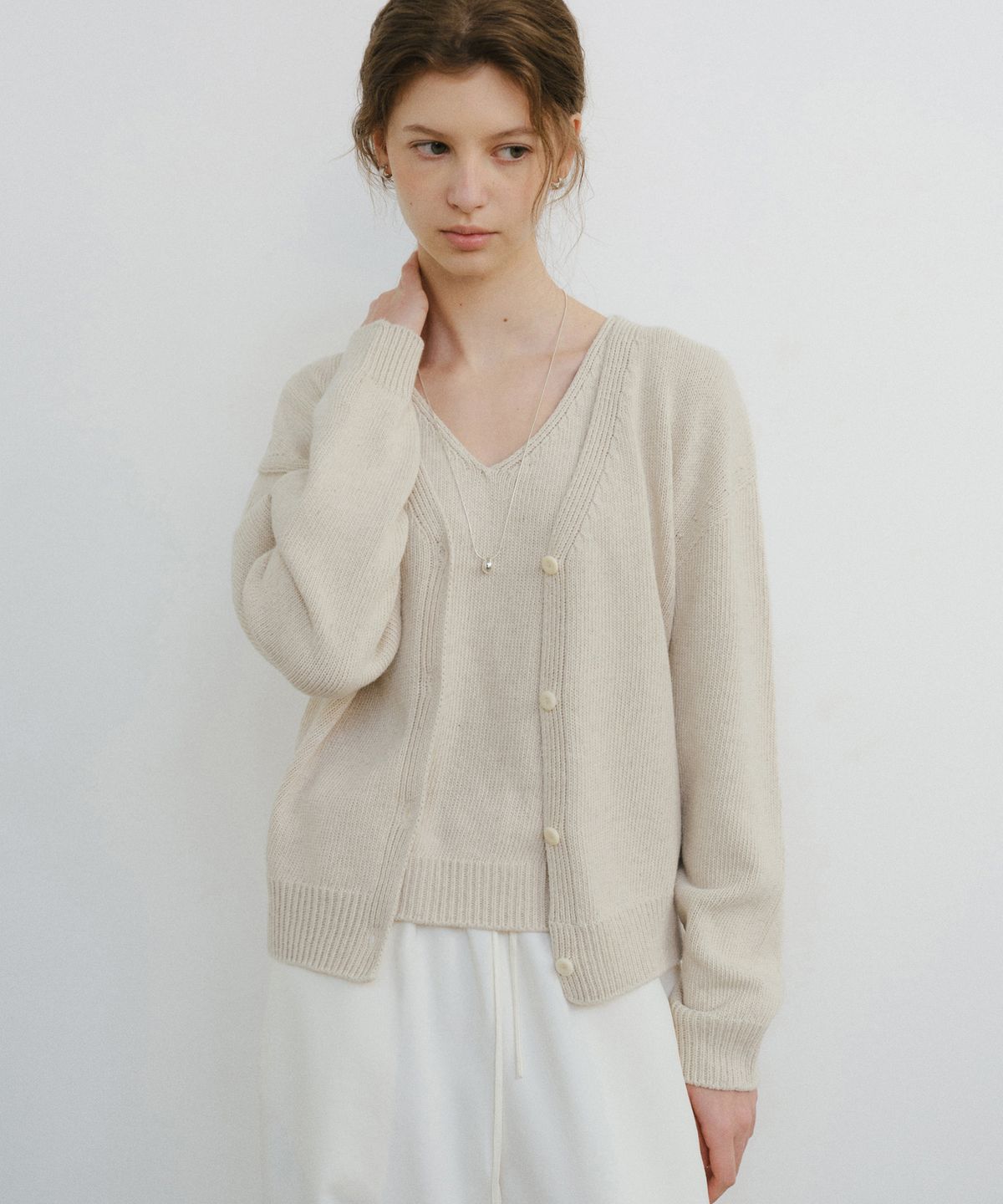 유라고(URAGO) Cotton slub knit cardigan