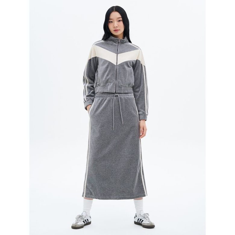 벨벳 셋업 스커트  그레이