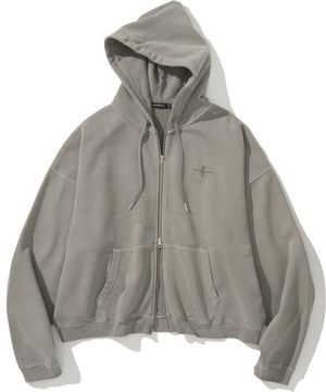 4 Cross Symbol Pigment Hood Zip Up - Beige