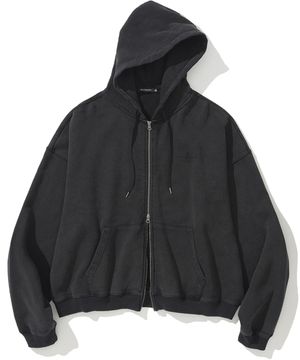 4 Cross Symbol Pigment Hood Zip Up - Charcoal