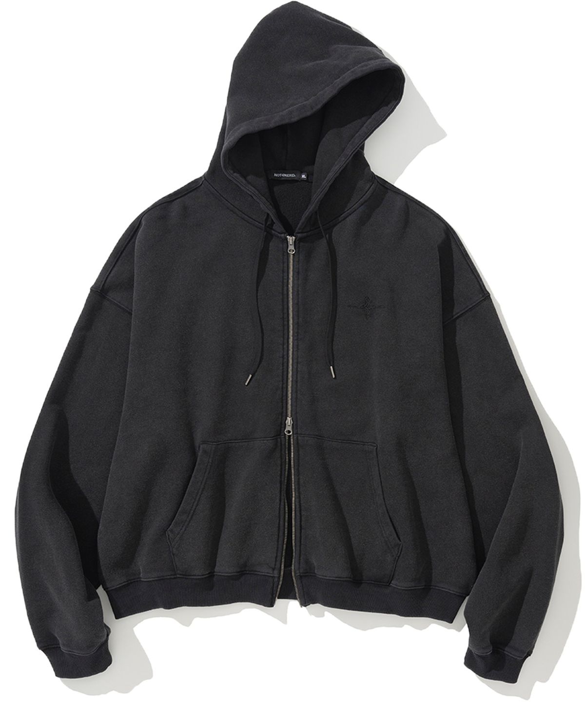 낫포너드(NOT4NERD) 4 Cross Symbol Pigment Hood Zip Up - Charcoal