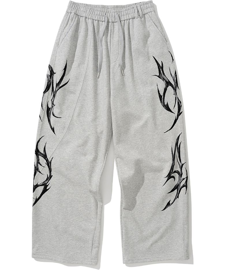 Dagger Tribal Logo Incision Sweat Pants - Grey