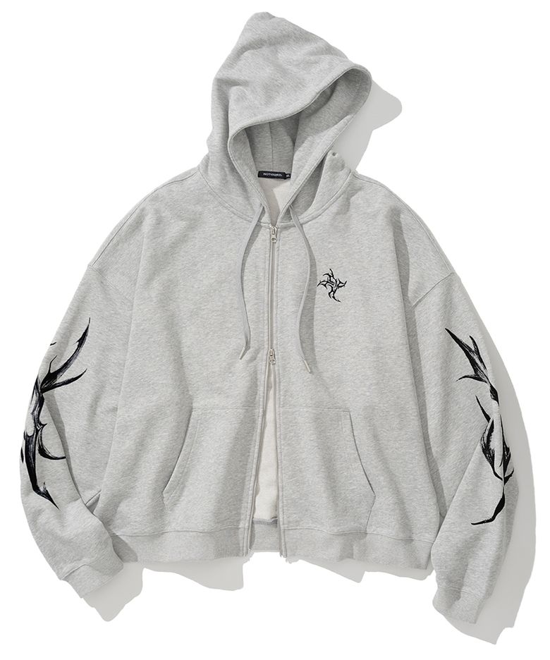 Dagger Tribal Logo Hood Zip Up - Grey